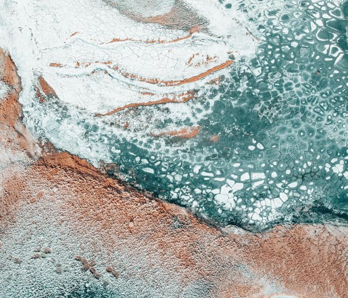 Abstract landscape with ice and clear blue sky elements